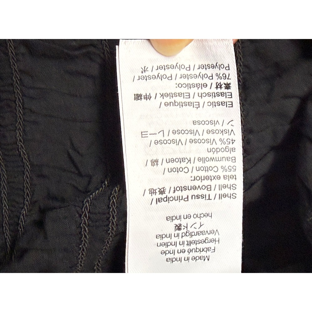 J.Crew Black Smocked Button Down Shirt Gold Crest Buttons Size Medium - Picture 4 of 10